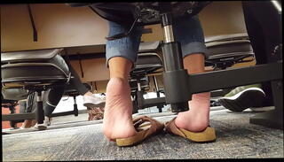 Video 1524283785: feet shoeplay, woman feet, candid shoeplay, candid feet soles