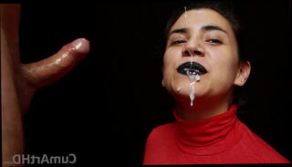 Video 1434143825: cfnm handjob cumshot, facialized cfnm, clothed cfnm, cum dripping facial, cum dripping mouth