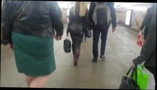 Video 513299504: pretty blonde ass, skirt ass, leather ass