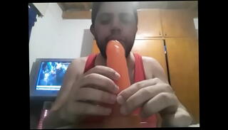 Video 1617529885: dildo deep throat sucking, deep throat dildo blowjob, shemale sucks dildo, big tits sucking dildo