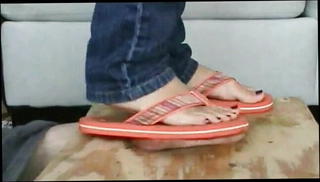 Video 1572088391: flip flops shoejob, femdom shoejob, femdom ball busting, flip flop cock crush, flip flops cock trample, busted straight, cock dick, stepping dick