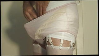 Video 1571129851: crossdresser transvestite sissy, crossdresser tranny sissy, nylon sissy, fetish sissy, gay cum, pink panty cum, panty play cum