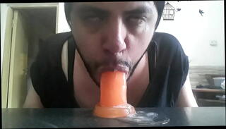 Video 1618903935: dildo deep throat sucking, deep throat dildo blowjob, shemale sucks dildo, big tits sucking dildo