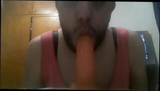 Video 1617450795: dildo deep throat sucking, deep throat dildo blowjob, shemale sucks dildo, big tits sucking dildo