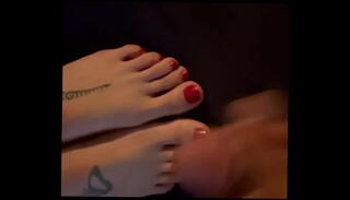 Video 1231447245: feet toes foot job, toes foot job cum, wife foot job, red toes