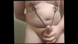 Video 1267409065: bdsm nipple clamps, chubby bdsm, nipple clamps cum, clamps masturbation, chubby fat cock, condom boy, chubby small cock, boys time