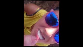 Video 1571035593: amateur blowjob cum swallow, homemade couple blowjob, couple blowjob cumshot, couple outdoor blowjob, mouth cum swallow, short haired cum, natural couple