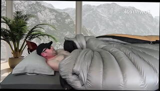 Video 1445268235: nylon fetish, nylon masturbation, nylon hump, humping cum, giant cum, bed masturbation, guy cum