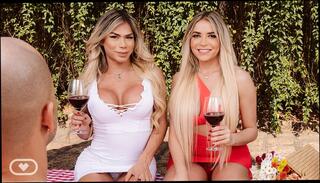 Video 1601043894: sunny day, big tit blonde threesome, blonde threesome blowjob, shemale threesome, double