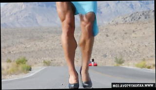 Video 1571027311: girl woman, straight woman, high heels girl, muscular woman, woman legs, muscle woman, woman outdoor, blonde muscle girl, woman hd