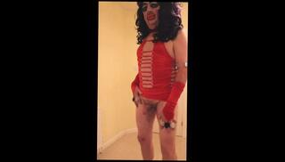 Video 308413201: crossdresser slut, gay crossdresser, amateur crossdresser, crossdresser dress, brunette tranny slut, red slut