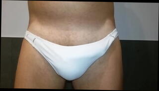 Video 1320070465: tiny bikini, tiny dick guy, speedo bulge, bikini flashing, bikini exposes, tiny hot