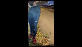 Video 1654794383: pee desperation pissing, amateur public piss, yoga pants pee