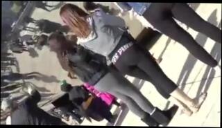 Video 285647104: candid college girl, leggings college girl, spandex girl, college girl public, wearing girl