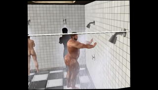 Video 1603367885: foot ball hunk, muscle foot ball, shower foot, foot bear, shower spy cam