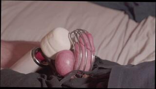 Video 1665119333: cage femdom, solo femdom, solo amateur masturbation, solo male masturbation, belt femdom, hands cum