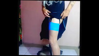 Video 1589198355: crossdresser nylon, transvestite nylon, nylon shemale, nylon stockings high heels, solo