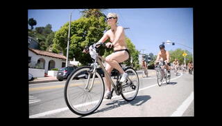 Video 1334739775: naked bike ride, nude bike, naked nudist, public bike, angel naked