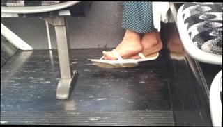 Video 768284704: candid flip flop feet, mature foot fetish