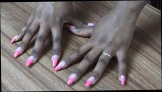 Video 1607655914: finger nail fetish, ebony fetish solo, black babe fingering, hand nails fetish, pink finger nails, solo ebony female, fetish close