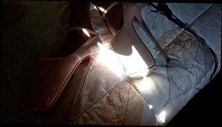 Video 1623475115: pantyhose legs feet, wearing pantyhose heels, beautiful legs feet