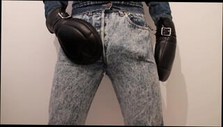Video 1589645265: bound bondage, bound bdsm, bound cum, leather bound, jeans bondage, cum wash, cum rubbing