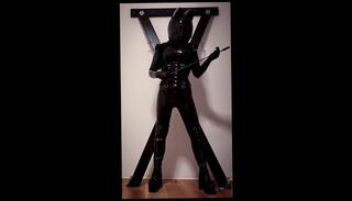 Video 1657990703: black latex catsuit, latex solo, latex amateur, amateur solo male