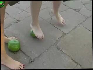 Video 103194101: foot fetish, barefoot girl, straight foot, two barefoot, girl stands