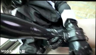 Video 1457486905: latex fetish bondage, japanese latex bondage, bondage vibrator orgasm, latex maid, latex woman, leather latex, latex asian