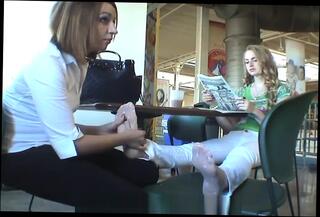 Video 994933004: lesbian foot massage, lesbian foot fetish, princess foot worship, public foot worship, massage foot job