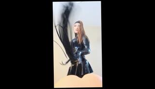 Video 1069291003: fetish latex mask, solo fetish play, solo amateur trans, amateur solo female, flogging, dom, butt