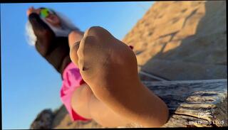 Video 1655212533: sandy beach, feet foot fetish toes, pantyhose fetish nylon soles, milf pantyhose foot, feet fetish solo, pantyhose nylon tease, amateur foot fetish, nylon pantyhose face, nylon feet close, solo female feet, outdoor foot fetish, blonde foot fetish