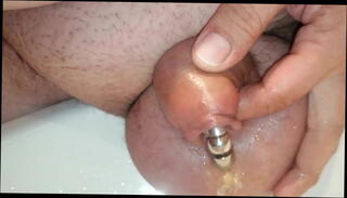 Video 1600224205: pissing, pierced balls, big balls
