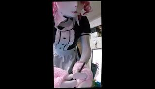 Video 1566712303: fetish solo masturbation, solo trans masturbation, solo amateur trans, dick solo masturbation, fetish mask, maid cum