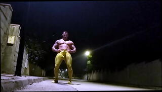 Video 1195307555: gay spandex, public gay outdoor, muscle man jerking, gay bulge, gay exhibitionist