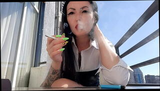 Video 1515029275: mistress spits slave, smoking fetish mistress, sexy smoking mistress, slave lady, mistress blows, fetish smoking cigarette, belt fetish, mistress face
