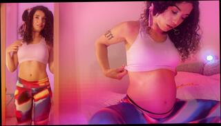 Video 998420003: pregnant expansion, pregnant model, pregnant solo, horny pregnant, horny solo female, pregnant belly play, gym solo, pregnant stuffing, haired model, girl mirror, funny horny