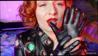 Video 1527495365: retro latex, vintage retro, hot milf teasing, latex clothing, leather latex, retro redhead, milf close, fetish, sexy leather, sexy shorts