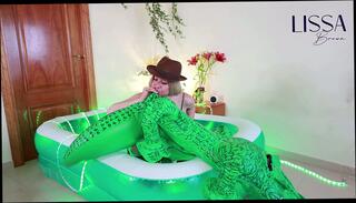 Video 1665506945: inflatable latex, riding inflatable, inflatable pool, women riding, brown women