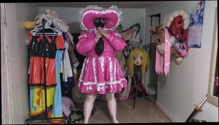 Video 1619699963: latex fetish bondage, latex sissy, sissy solo, solo amateur trans, pink sissy dress, sissy cosplay
