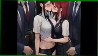 Video 1658637695: anime yuri, anime woman, anime train, anime public, animated asian, manga, woman touching