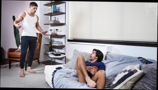 Video 1576139454: bareback interracial gay sex, gay bareback hunk, bareback sex cumshot, dick roman, busting nut, dick catching, dick hand