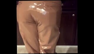 Video 1075555635: solo boy, solo leather, brown solo, boys pants, leather masturbation, man masturbation