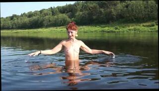 Video 372628504: amateur nudist, russian nudist, topless swimming