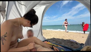 Video 1638556015: woman sex toy, sex toy cumshot, public beach cum