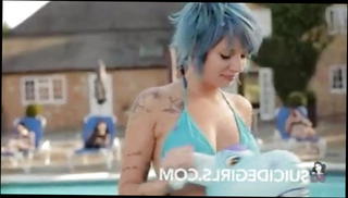 Video 1436662701: bikini softcore, girl softcore, bikini pool, shorts bikini, tattooed bikini, straight girl, short haired girl, tattooed emo girl