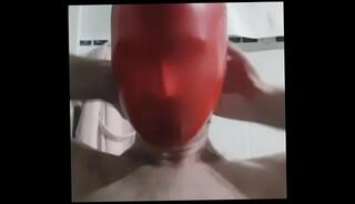 Video 749376915: latex wanking, red latex