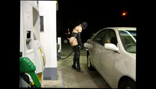 Video 1525593255: leather boots fetish, boots gagged, gagging outdoors, fetish dress, car fetish