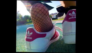 Video 1046640895: nylons shoeplay feet, nylon feet foot, barefoot shoeplay, nylon socks foot, nylon foot play, pies foot, shoes socks feet, star foot, super foot