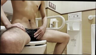 Video 1258389145: gay public jerk, jerking cumshot, public toilet jerking